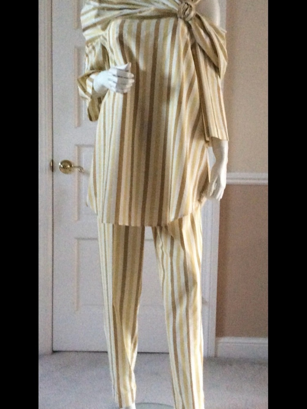 Romeo Gigli Vintage 1990 cotton high wasted trousers and matching curved hem